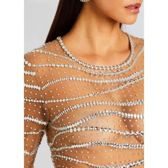 Retrofete Raes Sheer Embellished Long Sleeve Size Small - Picture 7 of 17